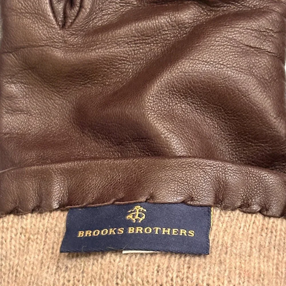 Brooks Brothers Sz 8 Luxury Genuine Sheepskin Leather Gloves Wool Lined $168